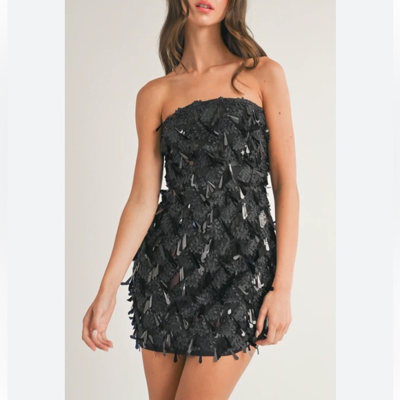 Hausen Black Sequin Mini Dress - Picture 1 of 5